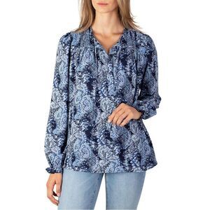 Joie Top Women’s XXL Blue Parisian Paisley Long Sleeve Blouse